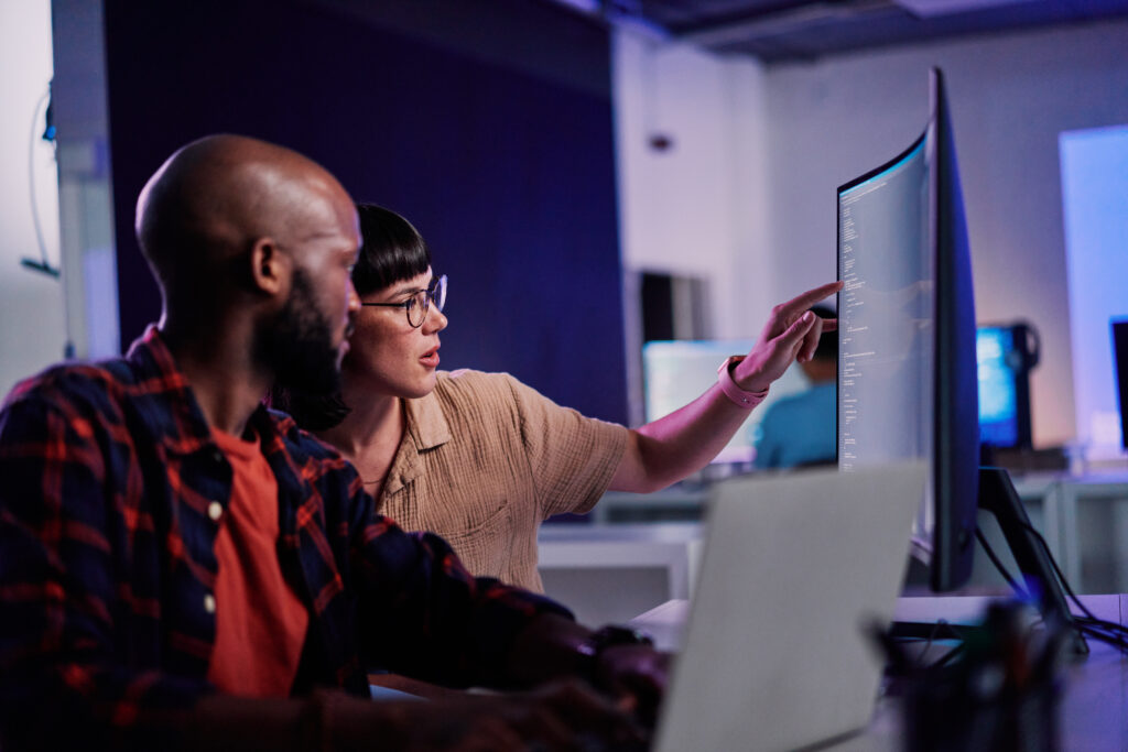 computer in software or application development at office.