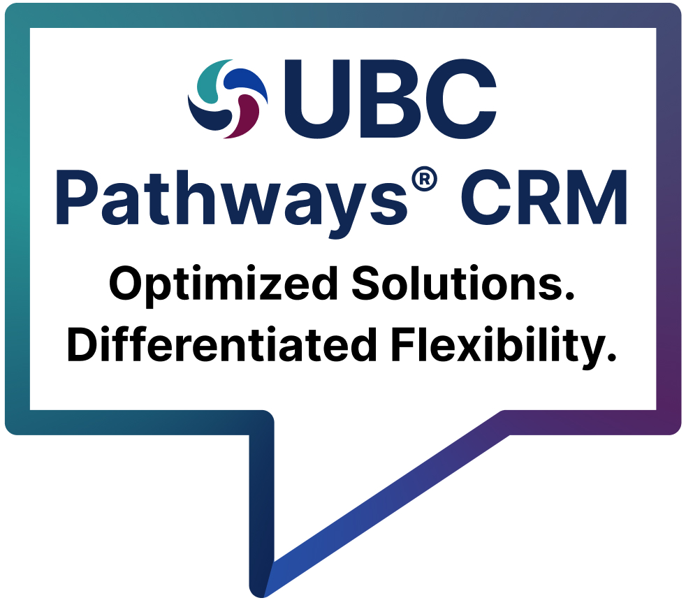 UBC Pathways CRM logo inside a chat bubble icon.