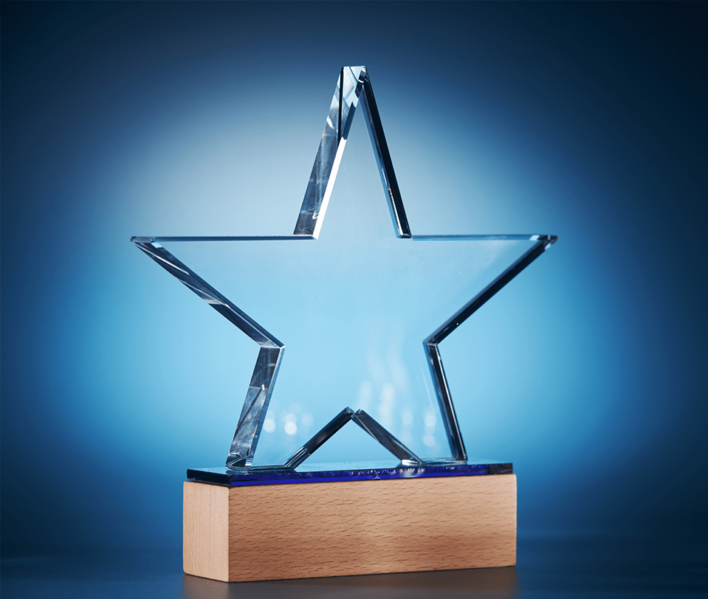 Award with a blank acrylic star.